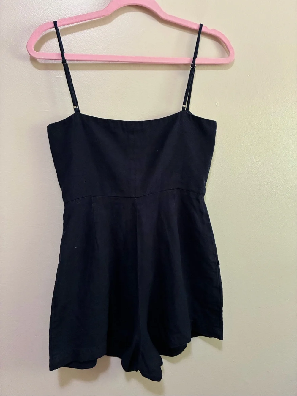 Reformation Navy Blue Linen Blanca Romper size 2